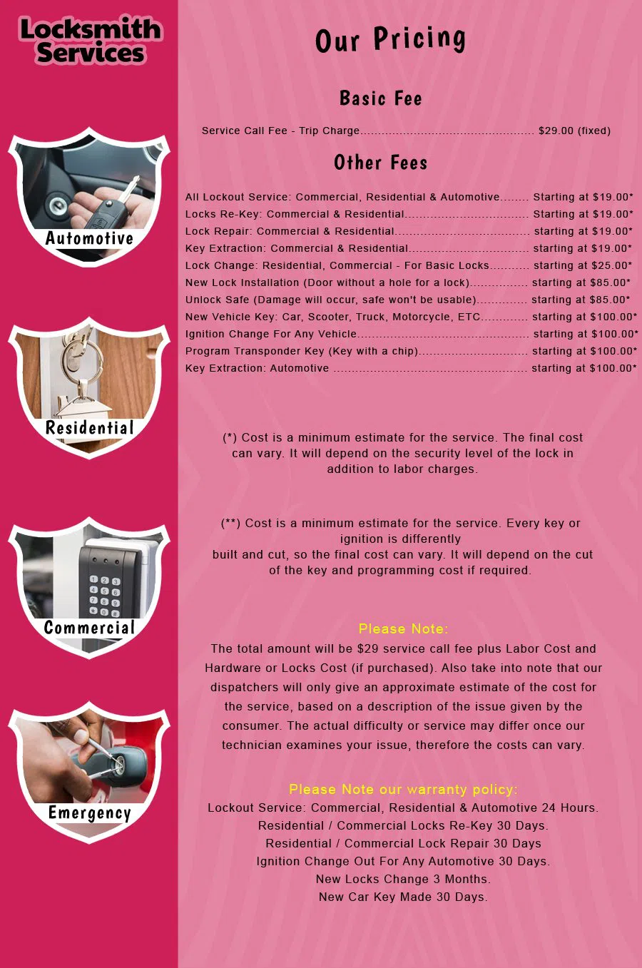 Elmwood Park NJ Locksmith Store Elmwood Park, NJ 201-443-1034 - price-list-c-18